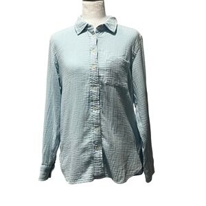 J. Crew Double Gauze Button Up Shirt Light Blue Long Sleeve Women's Small Beach